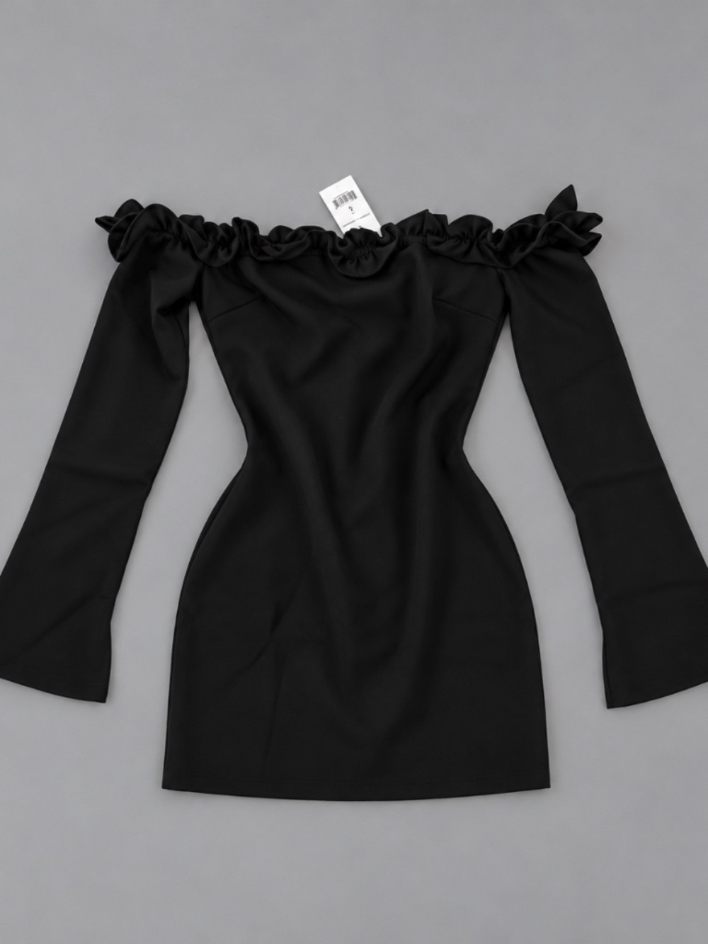 Likely Black Ruffle Off Shoulder Mini Dress Size 2 NWT